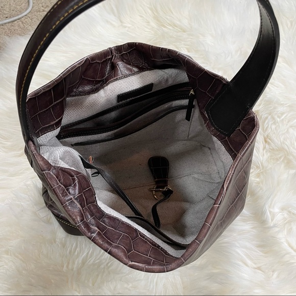 Dooney & Bourke Brown Croc Hobo Shoulder Bag - Picture 9 of 10